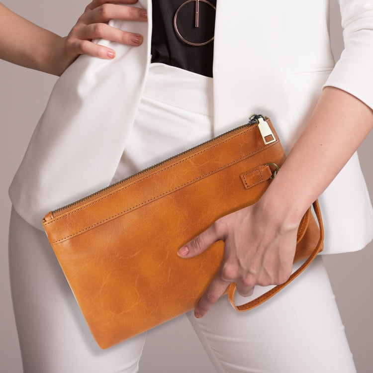 Simple Retro Leather Clutch Zipper Envelope Bag