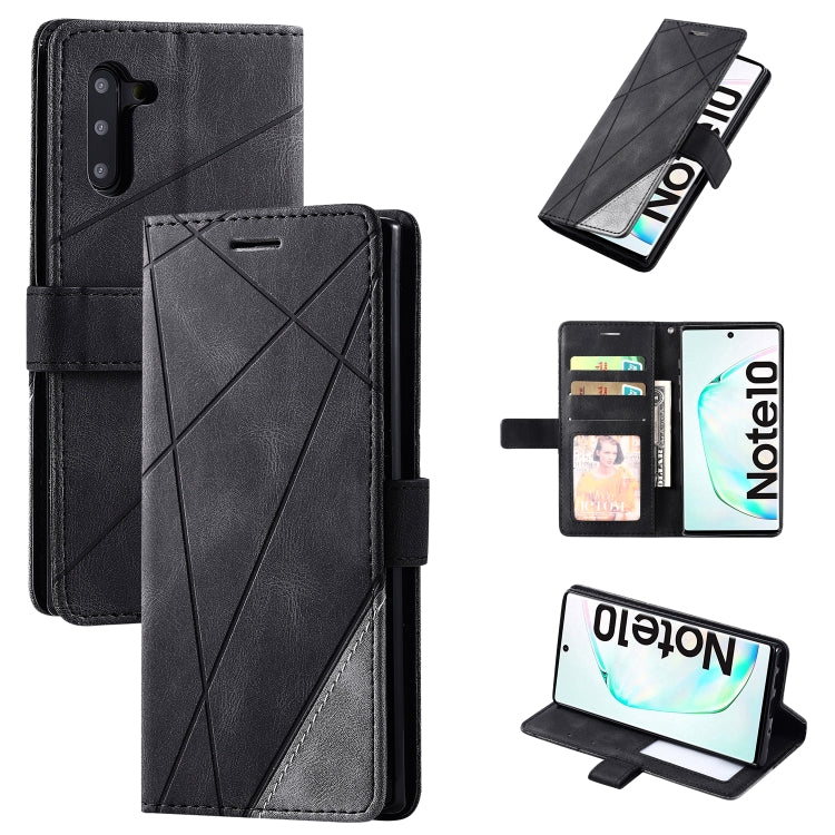 For Samsung Galaxy Note 10 Skin Feel Splicing Horizontal Flip Leather Case with Holder & Card Slots & Wallet & Photo Frame