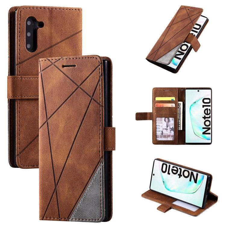 For Samsung Galaxy Note 10 Skin Feel Splicing Horizontal Flip Leather Case with Holder & Card Slots & Wallet & Photo Frame