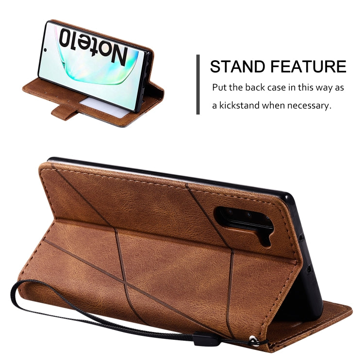 For Samsung Galaxy Note 10 Skin Feel Splicing Horizontal Flip Leather Case with Holder & Card Slots & Wallet & Photo Frame