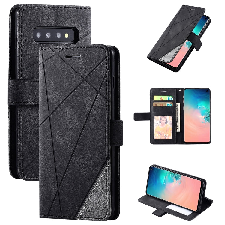 For Samsung Galaxy S10 Skin Feel Splicing Horizontal Flip Leather Case with Holder & Card Slots & Wallet & Photo Frame