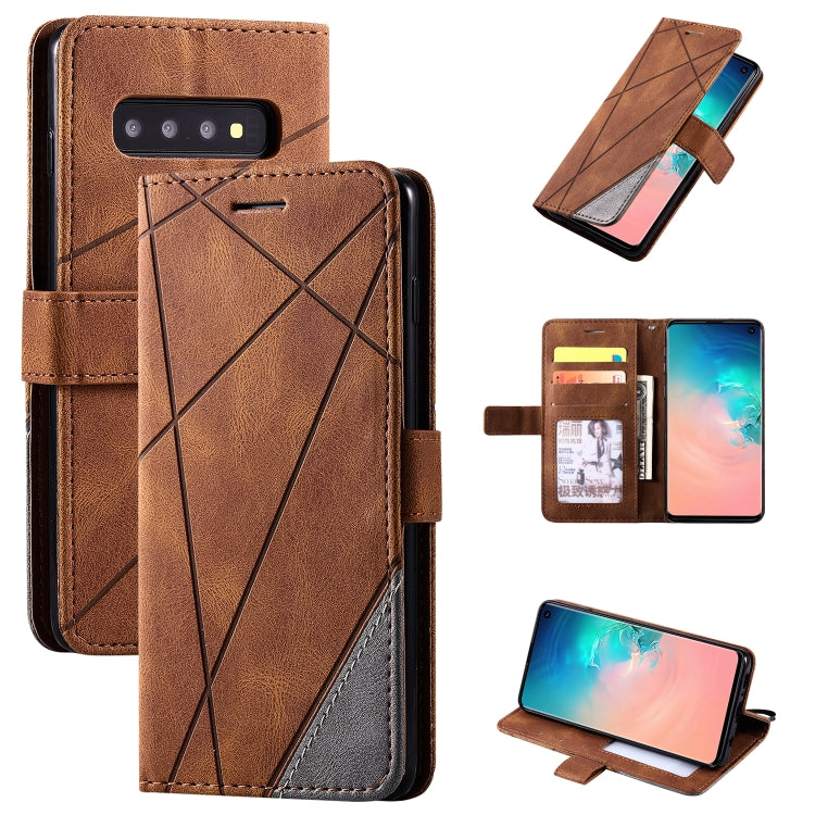 For Samsung Galaxy S10 Skin Feel Splicing Horizontal Flip Leather Case with Holder & Card Slots & Wallet & Photo Frame