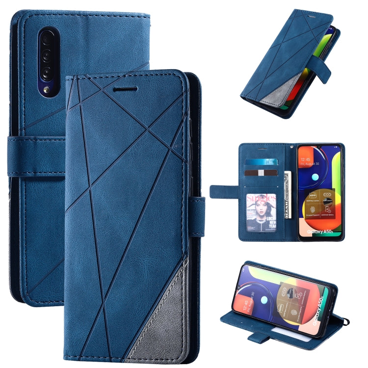 For Samsung Galaxy A50 Skin Feel Splicing Horizontal Flip Leather Case with Holder & Card Slots & Wallet & Photo Frame