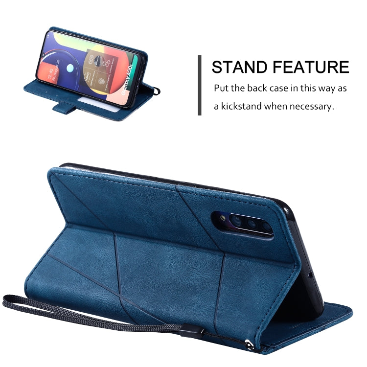 For Samsung Galaxy A50 Skin Feel Splicing Horizontal Flip Leather Case with Holder & Card Slots & Wallet & Photo Frame
