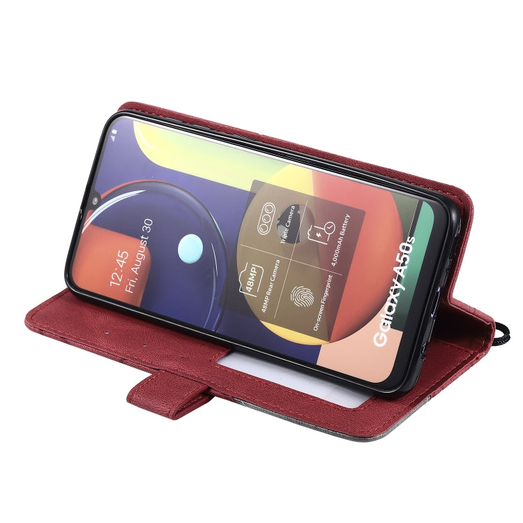 For Samsung Galaxy A50 Skin Feel Splicing Horizontal Flip Leather Case with Holder & Card Slots & Wallet & Photo Frame