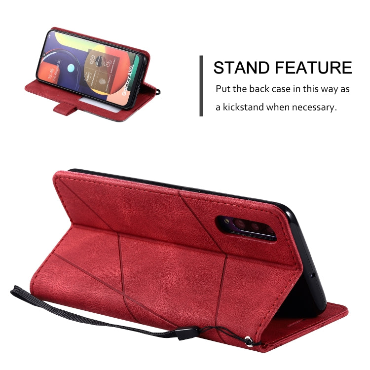 For Samsung Galaxy A50 Skin Feel Splicing Horizontal Flip Leather Case with Holder & Card Slots & Wallet & Photo Frame