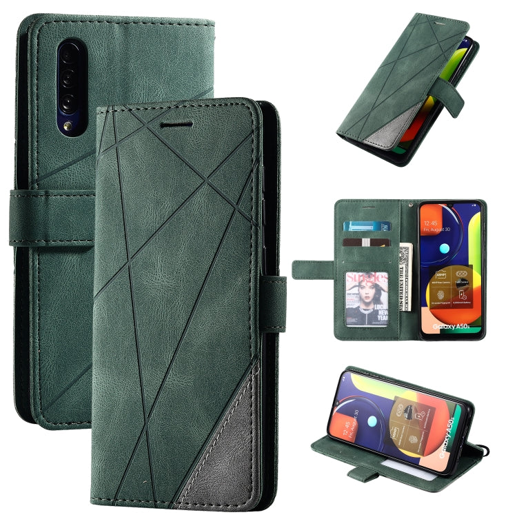 For Samsung Galaxy A50 Skin Feel Splicing Horizontal Flip Leather Case with Holder & Card Slots & Wallet & Photo Frame