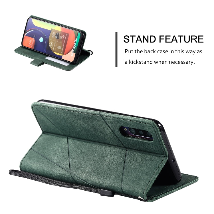 For Samsung Galaxy A50 Skin Feel Splicing Horizontal Flip Leather Case with Holder & Card Slots & Wallet & Photo Frame