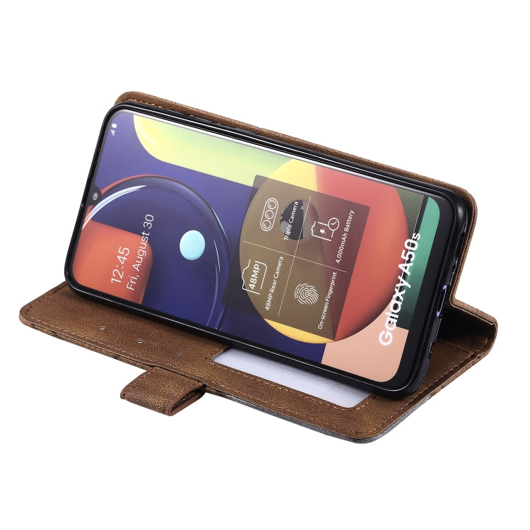 For Samsung Galaxy A50 Skin Feel Splicing Horizontal Flip Leather Case with Holder & Card Slots & Wallet & Photo Frame