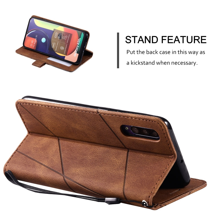 For Samsung Galaxy A50 Skin Feel Splicing Horizontal Flip Leather Case with Holder & Card Slots & Wallet & Photo Frame