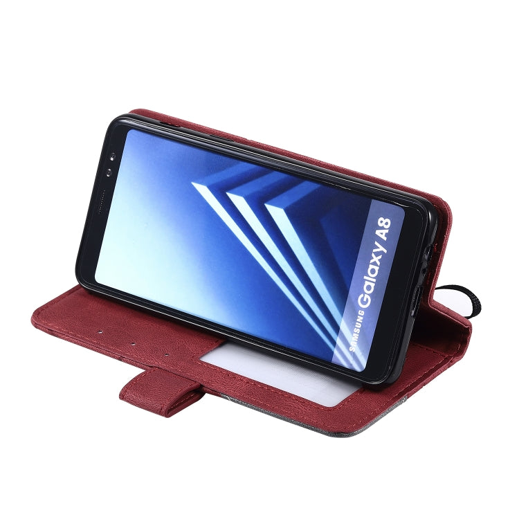 For Samsung Galaxy A8(2018) Skin Feel Splicing Horizontal Flip Leather Case with Holder & Card Slots & Wallet & Photo Frame