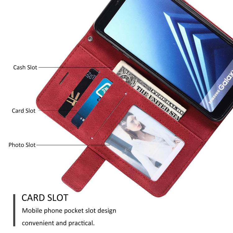 For Samsung Galaxy A8(2018) Skin Feel Splicing Horizontal Flip Leather Case with Holder & Card Slots & Wallet & Photo Frame