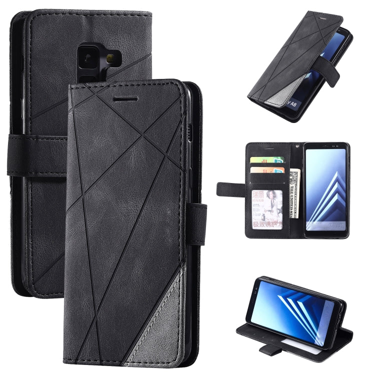 For Samsung Galaxy A8(2018) Skin Feel Splicing Horizontal Flip Leather Case with Holder & Card Slots & Wallet & Photo Frame