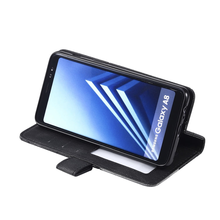 For Samsung Galaxy A8(2018) Skin Feel Splicing Horizontal Flip Leather Case with Holder & Card Slots & Wallet & Photo Frame