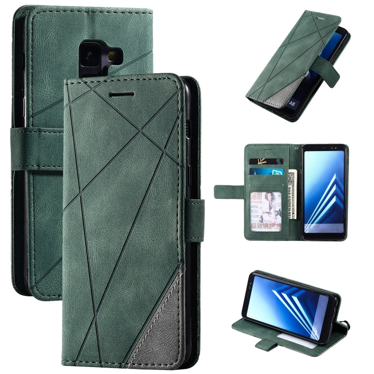 For Samsung Galaxy A8(2018) Skin Feel Splicing Horizontal Flip Leather Case with Holder & Card Slots & Wallet & Photo Frame