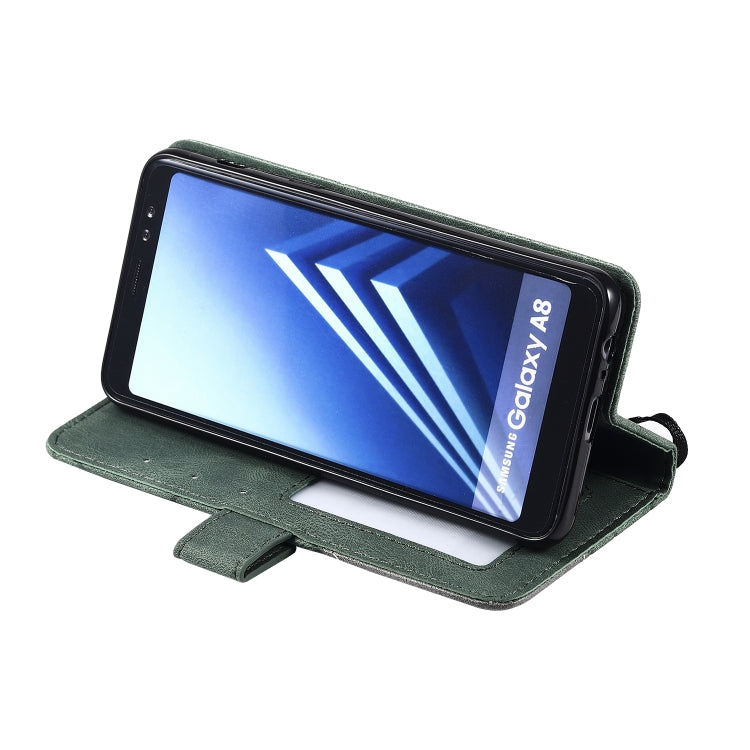 For Samsung Galaxy A8(2018) Skin Feel Splicing Horizontal Flip Leather Case with Holder & Card Slots & Wallet & Photo Frame