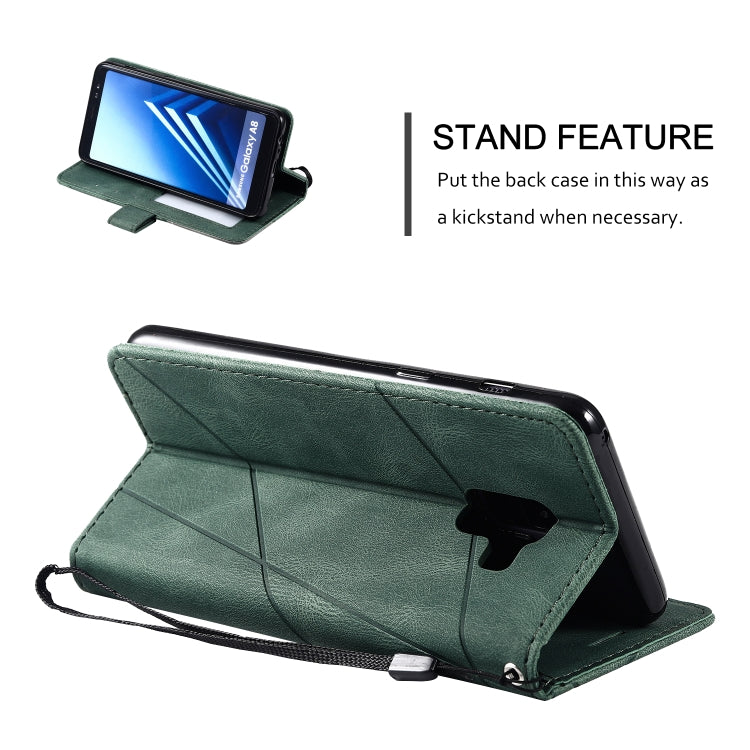 For Samsung Galaxy A8(2018) Skin Feel Splicing Horizontal Flip Leather Case with Holder & Card Slots & Wallet & Photo Frame
