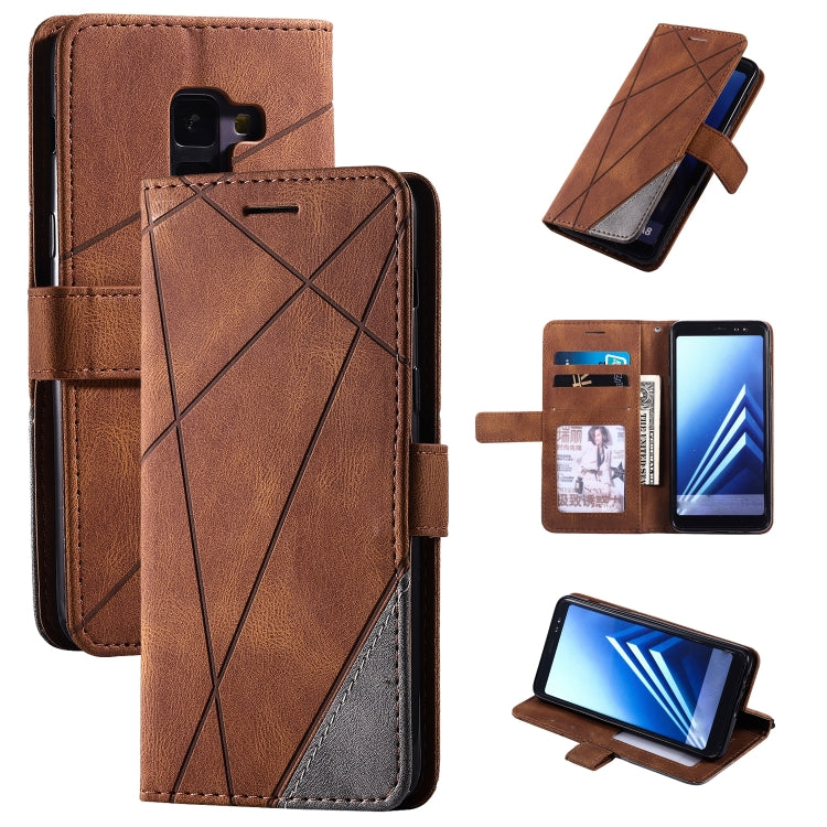 For Samsung Galaxy A8(2018) Skin Feel Splicing Horizontal Flip Leather Case with Holder & Card Slots & Wallet & Photo Frame