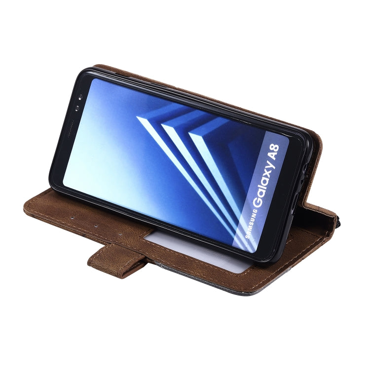 For Samsung Galaxy A8(2018) Skin Feel Splicing Horizontal Flip Leather Case with Holder & Card Slots & Wallet & Photo Frame
