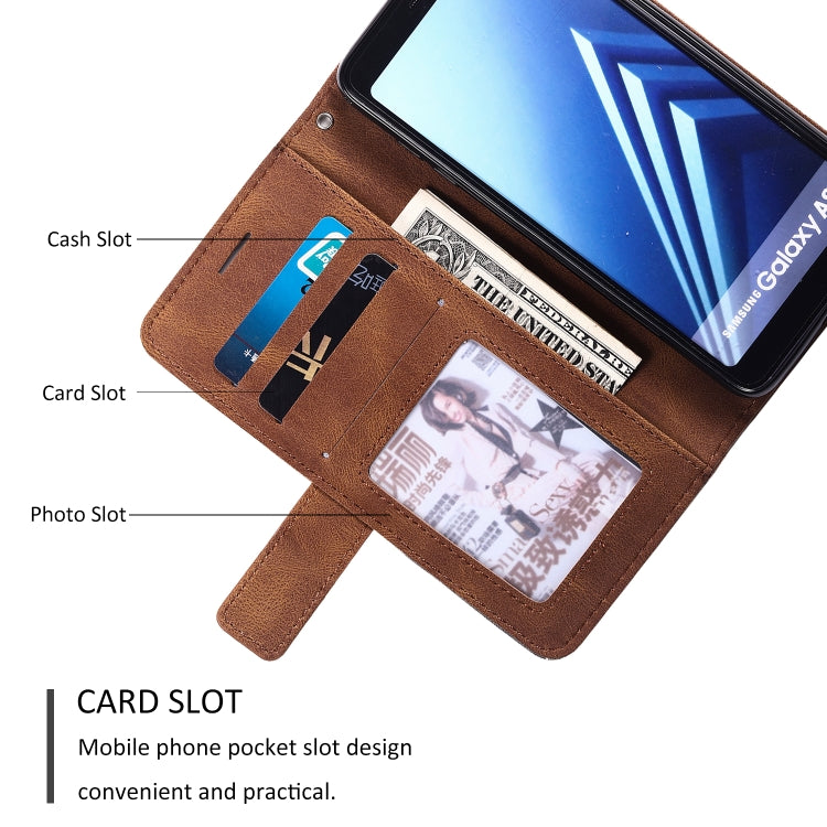 For Samsung Galaxy A8(2018) Skin Feel Splicing Horizontal Flip Leather Case with Holder & Card Slots & Wallet & Photo Frame