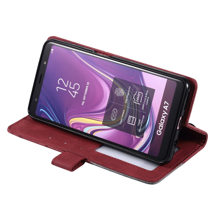 For Samsung Galaxy A7(2018) Skin Feel Splicing Horizontal Flip Leather Case with Holder & Card Slots & Wallet & Photo Frame