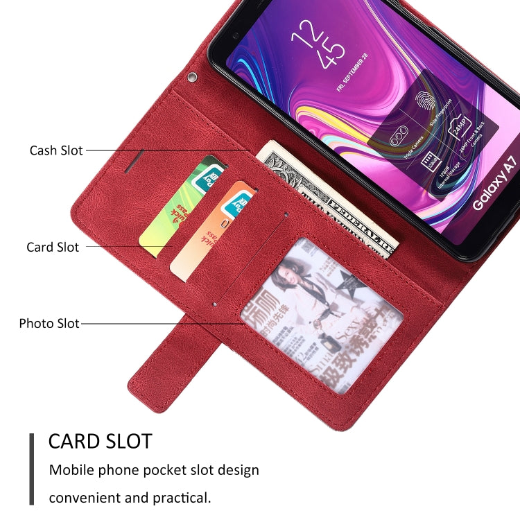 For Samsung Galaxy A7(2018) Skin Feel Splicing Horizontal Flip Leather Case with Holder & Card Slots & Wallet & Photo Frame