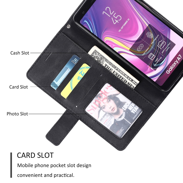 For Samsung Galaxy A7(2018) Skin Feel Splicing Horizontal Flip Leather Case with Holder & Card Slots & Wallet & Photo Frame