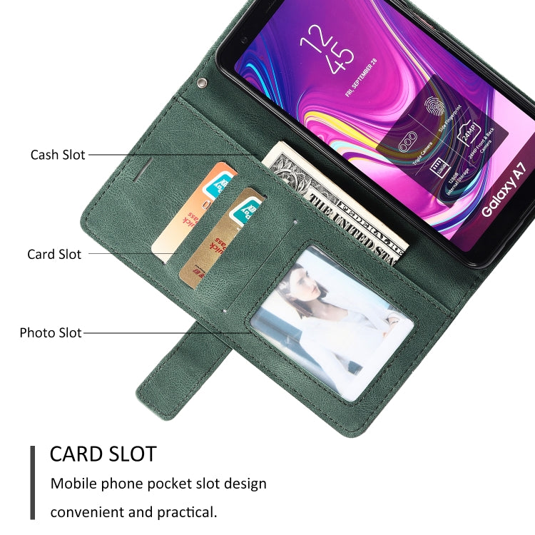For Samsung Galaxy A7(2018) Skin Feel Splicing Horizontal Flip Leather Case with Holder & Card Slots & Wallet & Photo Frame