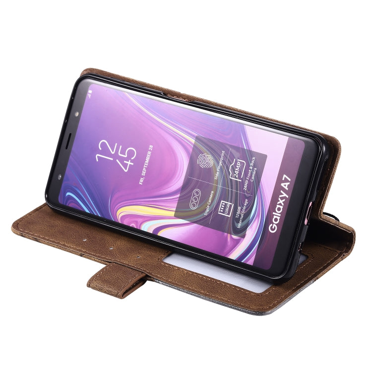 For Samsung Galaxy A7(2018) Skin Feel Splicing Horizontal Flip Leather Case with Holder & Card Slots & Wallet & Photo Frame