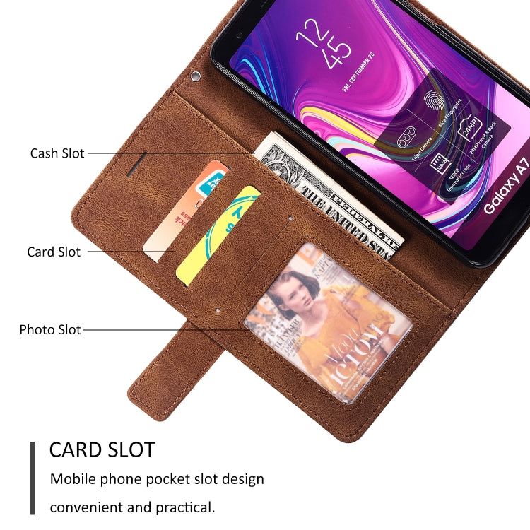 For Samsung Galaxy A7(2018) Skin Feel Splicing Horizontal Flip Leather Case with Holder & Card Slots & Wallet & Photo Frame