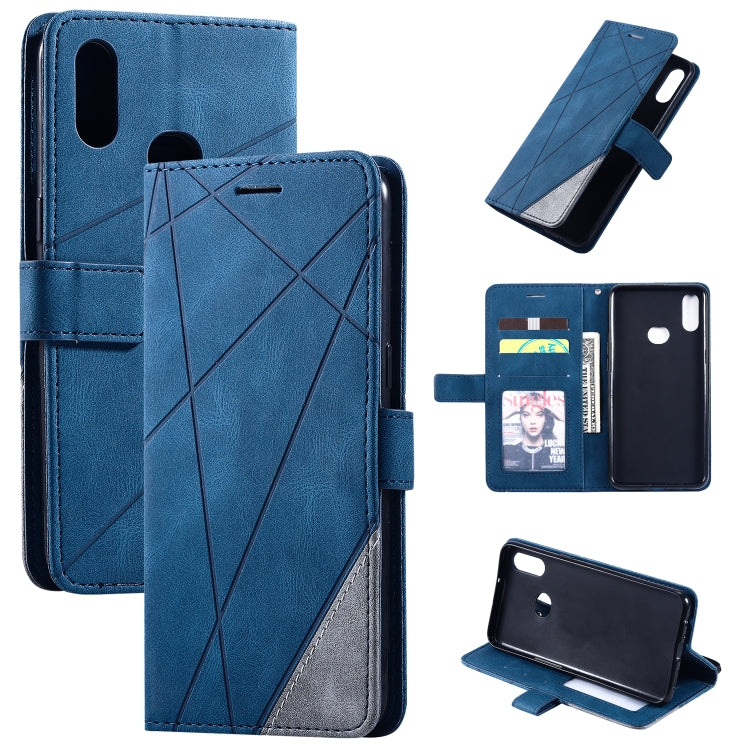 For Samsung Galaxy A10s Skin Feel Splicing Horizontal Flip Leather Case with Holder & Card Slots & Wallet & Photo Frame