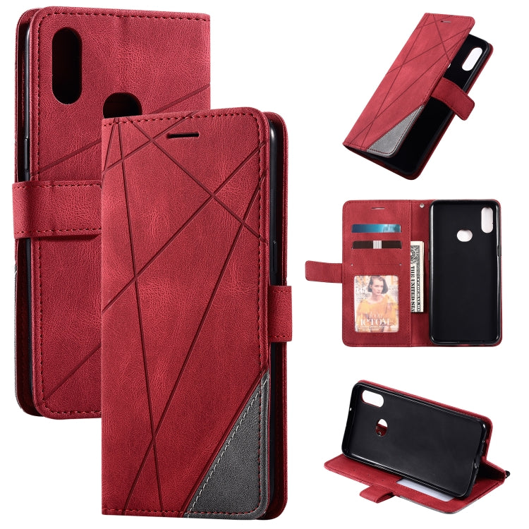 For Samsung Galaxy A10s Skin Feel Splicing Horizontal Flip Leather Case with Holder & Card Slots & Wallet & Photo Frame