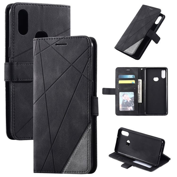 For Samsung Galaxy A10s Skin Feel Splicing Horizontal Flip Leather Case with Holder & Card Slots & Wallet & Photo Frame