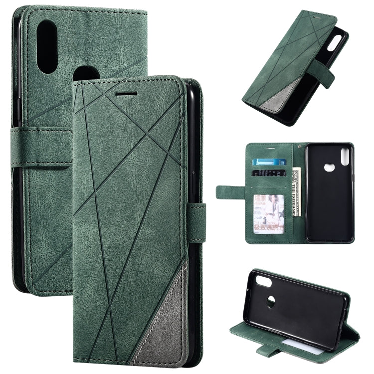 For Samsung Galaxy A10s Skin Feel Splicing Horizontal Flip Leather Case with Holder & Card Slots & Wallet & Photo Frame