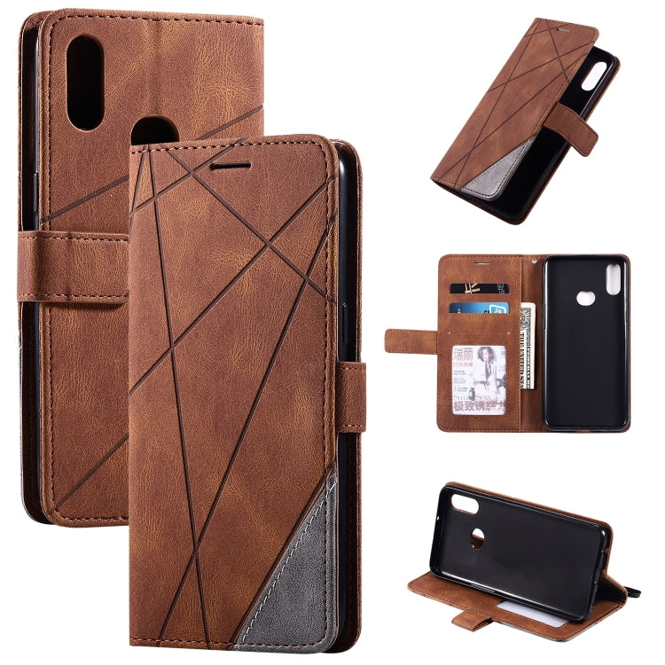 For Samsung Galaxy A10s Skin Feel Splicing Horizontal Flip Leather Case with Holder & Card Slots & Wallet & Photo Frame