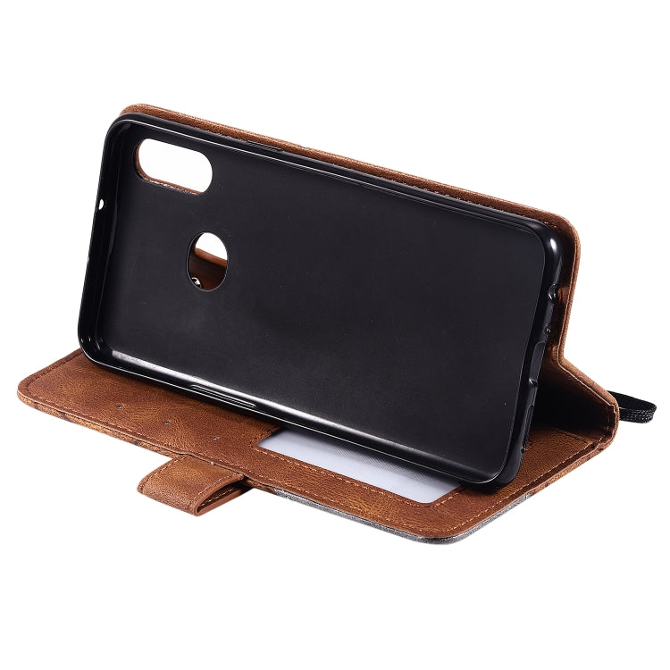 For Samsung Galaxy A10s Skin Feel Splicing Horizontal Flip Leather Case with Holder & Card Slots & Wallet & Photo Frame