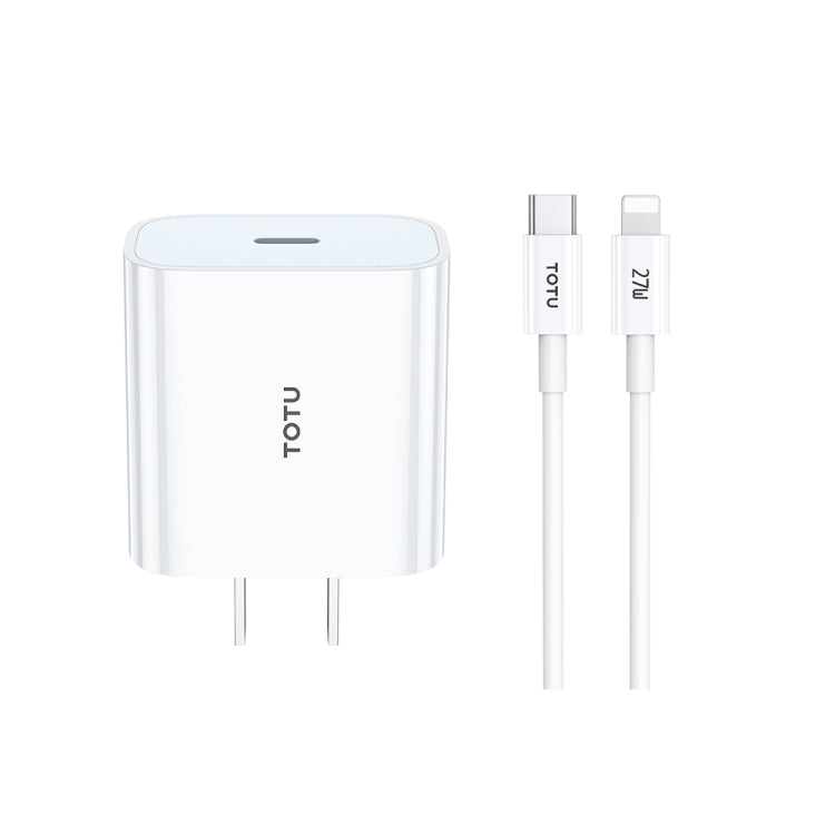 TOTU ZC32 PD 20W Type-C Port Charger with Type-C to 8 Pin Data Cable Set, Specification:CN Plug(White)