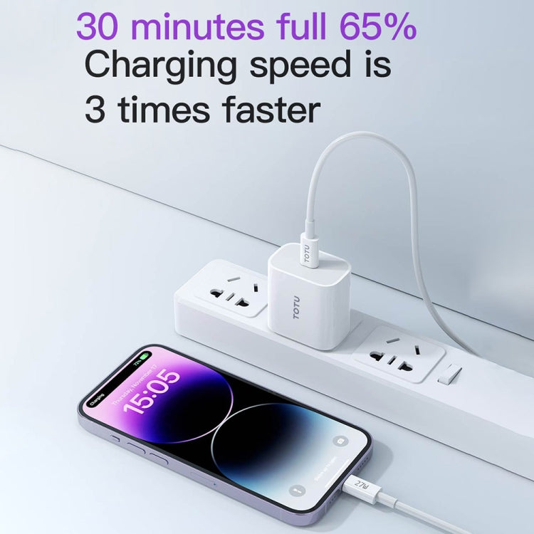 TOTU ZC32 PD 20W Type-C Port Charger with Type-C to 8 Pin Data Cable Set, Specification:CN Plug(White)