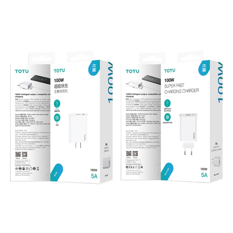 TOTU W123 100W USB Port Travel Charger, Specification:
