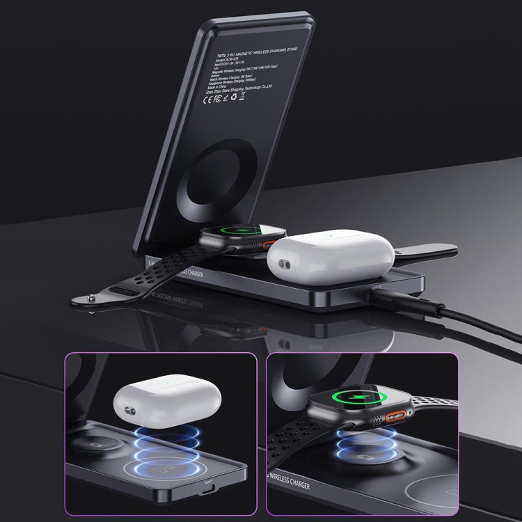 TOTU CACW-075 Mecha Series 3 in 1 Foldable Magnetic Wireless Charger(Grey)