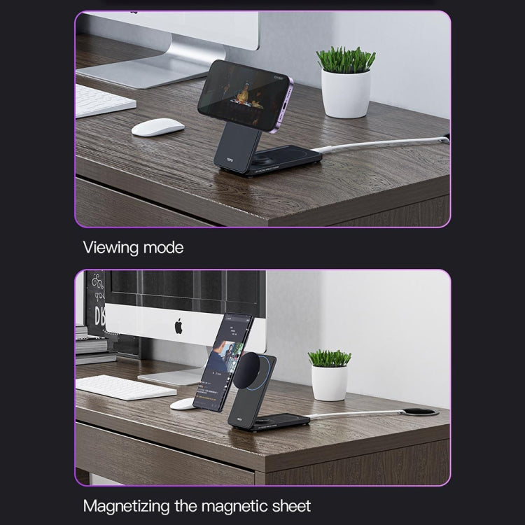 TOTU CACW-075 Mecha Series 3 in 1 Foldable Magnetic Wireless Charger(Grey)