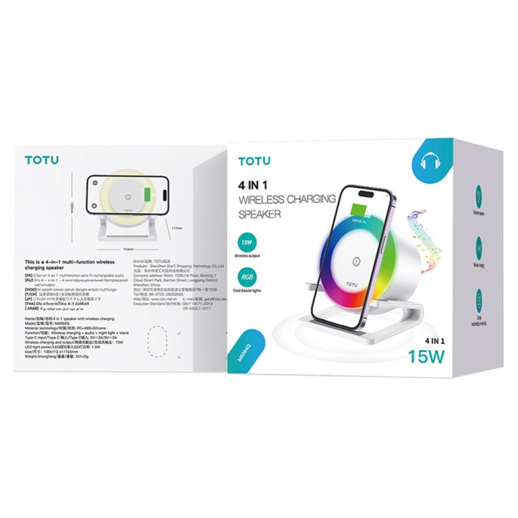 TOTU M6064Q 4 in 1 Multifunctional Wireless Charging Bluetooth Speaker(White)