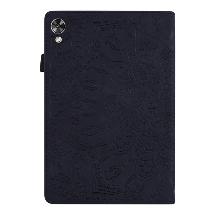 For Huawei MediaPad M6 10.8 Calf Pattern Double Folding Design Embossed Leather Case with Holder & Card Slots & Pen Slot & Elastic Band