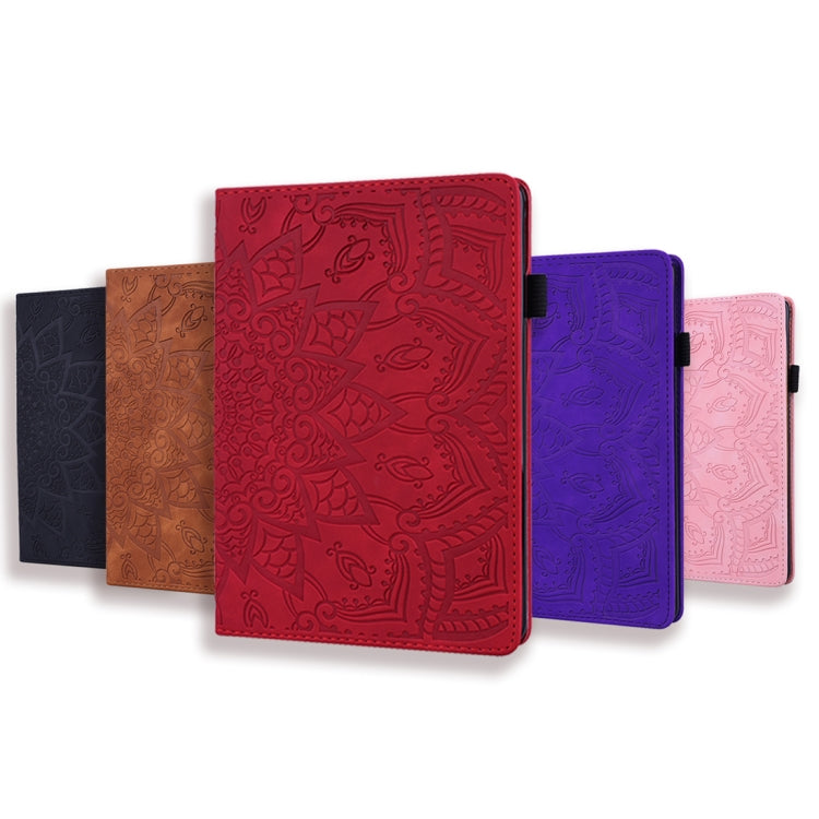 For Huawei MediaPad M6 10.8 Calf Pattern Double Folding Design Embossed Leather Case with Holder & Card Slots & Pen Slot & Elastic Band