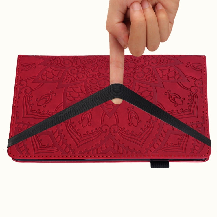 For Huawei MediaPad M6 10.8 Calf Pattern Double Folding Design Embossed Leather Case with Holder & Card Slots & Pen Slot & Elastic Band