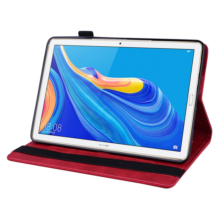 For Huawei MediaPad M6 10.8 Calf Pattern Double Folding Design Embossed Leather Case with Holder & Card Slots & Pen Slot & Elastic Band