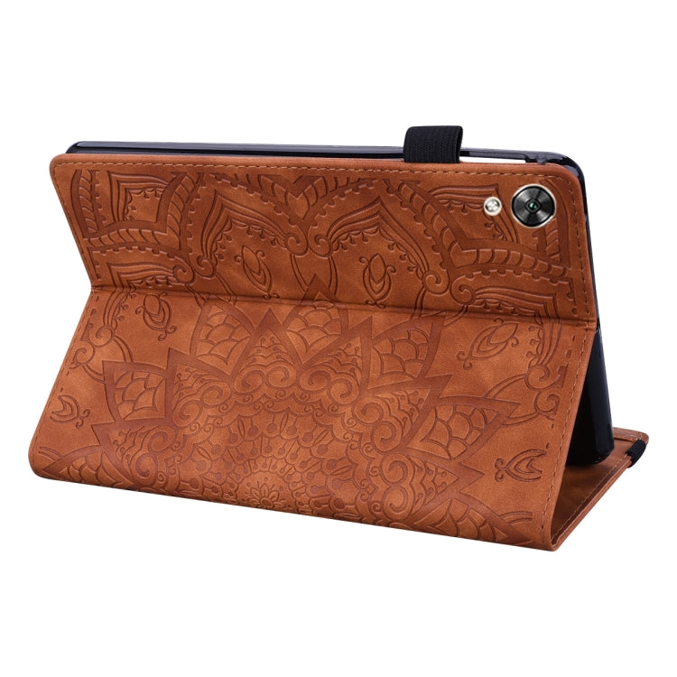 For Huawei MediaPad M6 10.8 Calf Pattern Double Folding Design Embossed Leather Case with Holder & Card Slots & Pen Slot & Elastic Band
