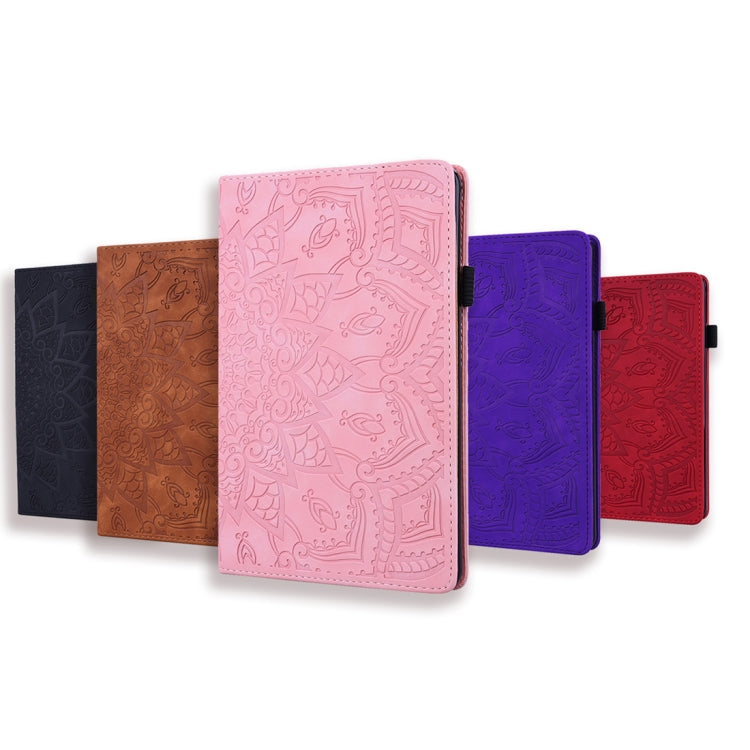 For Huawei MediaPad M6 10.8 Calf Pattern Double Folding Design Embossed Leather Case with Holder & Card Slots & Pen Slot & Elastic Band