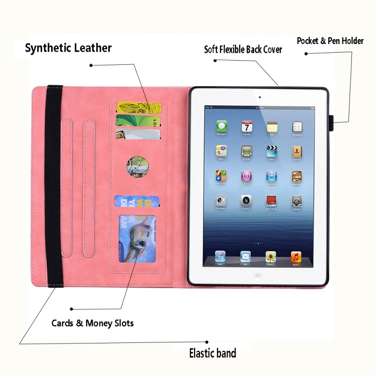 For Huawei MediaPad M6 10.8 Calf Pattern Double Folding Design Embossed Leather Case with Holder & Card Slots & Pen Slot & Elastic Band