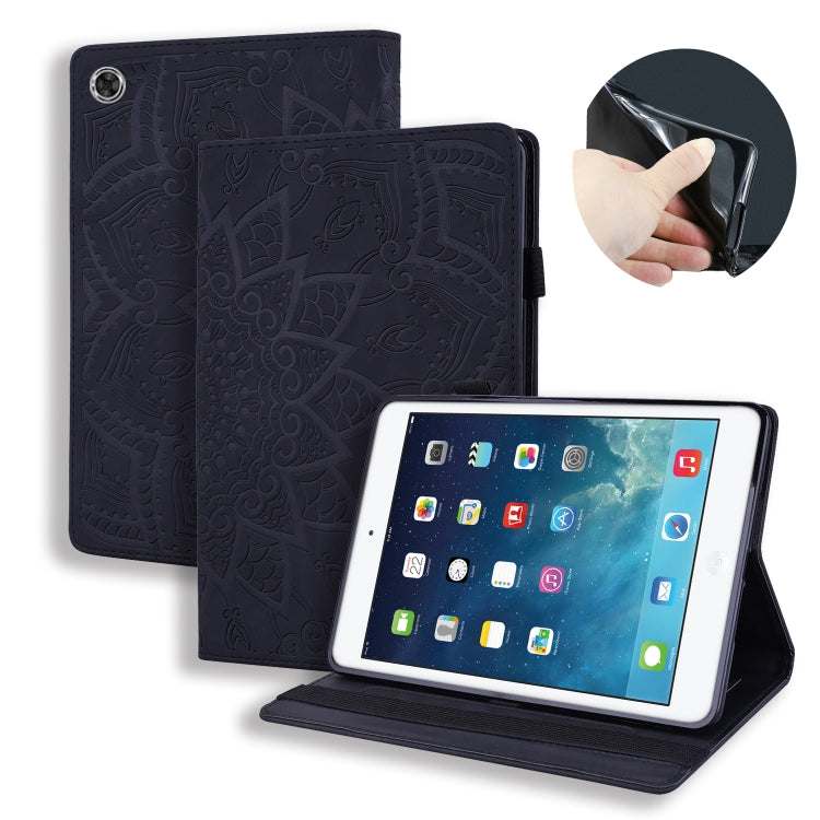 For Lenovo M10 plus 10.3 Calf Pattern Double Folding Design Embossed Leather Case with Holder & Card Slots & Pen Slot & Elastic Band